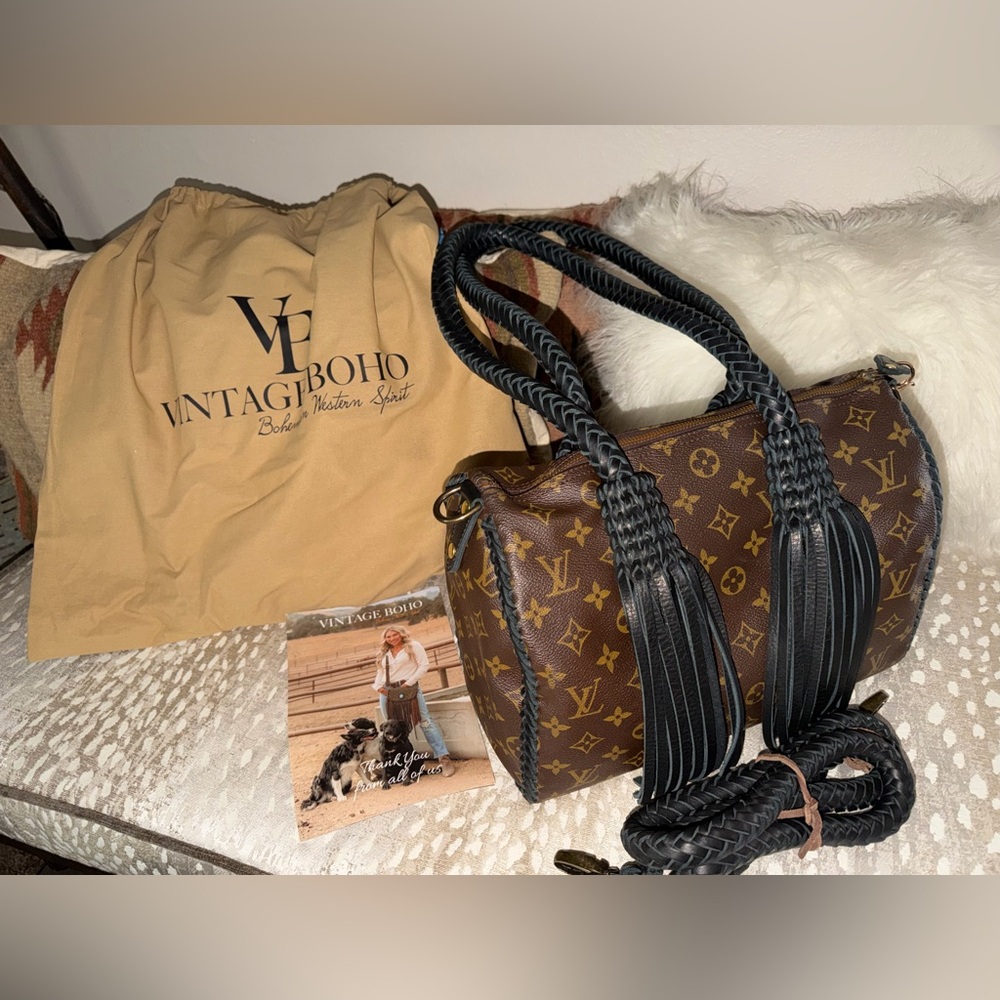 Louis Vuitton with Black Braided Handles Speedy Icon Western Rodeo Boho